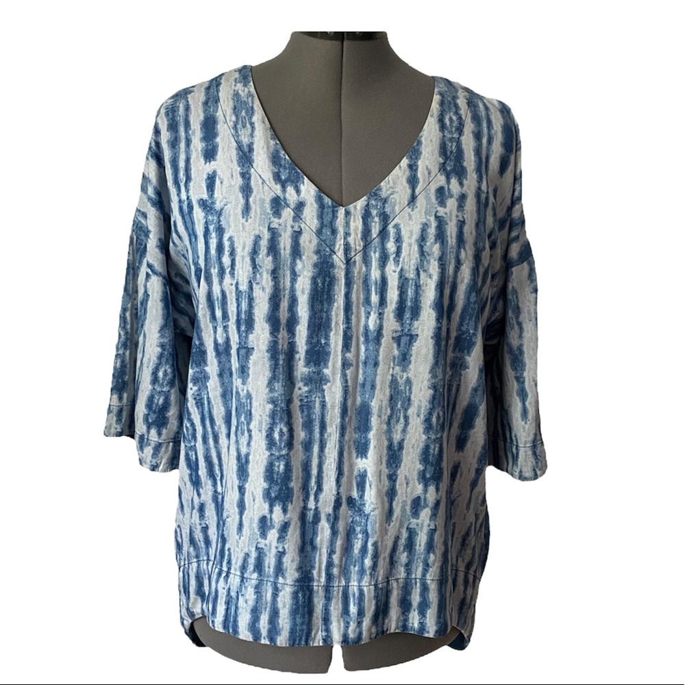 Liverpool jeans tie-dye print hi-lo hem Pop-over top L (See size comments)
